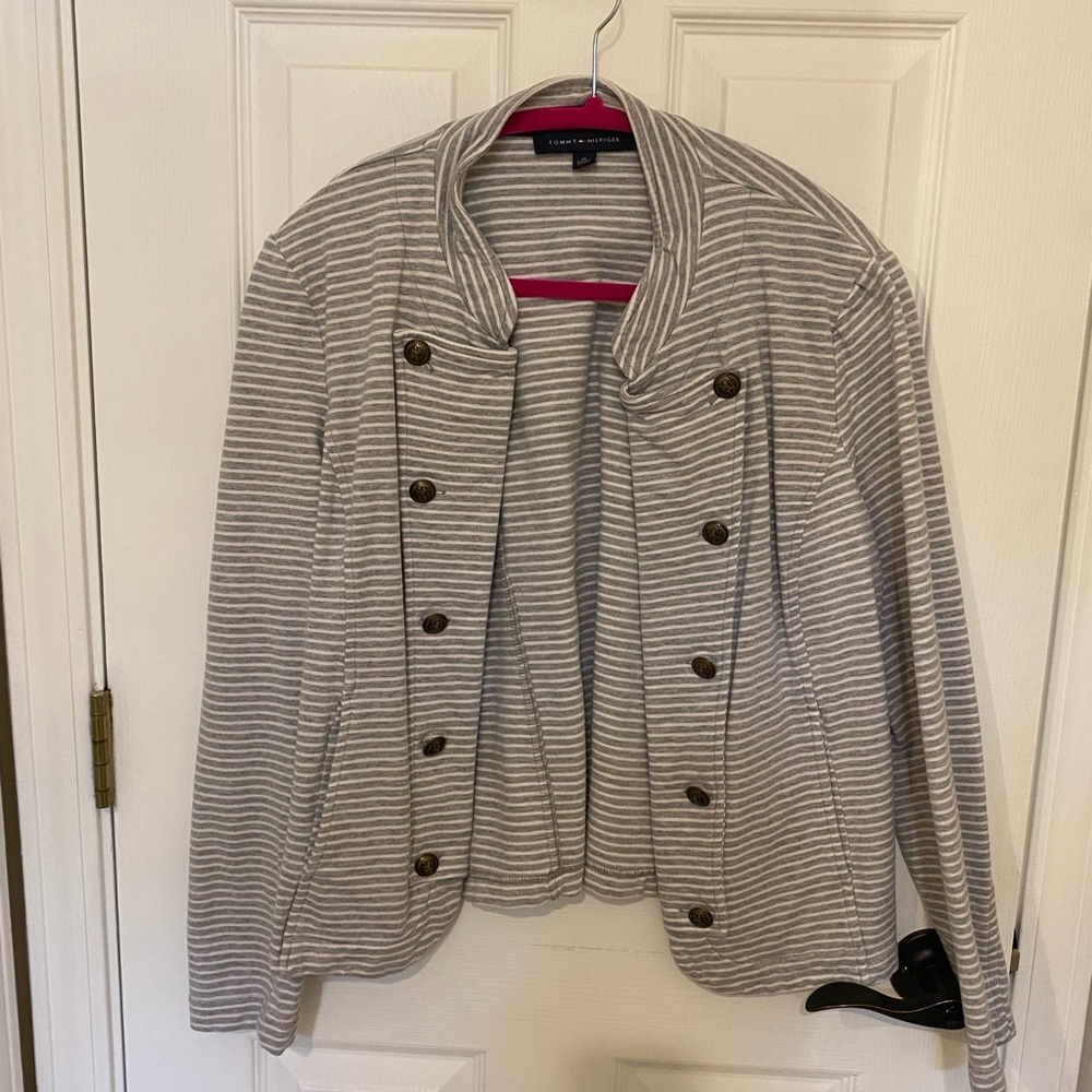 Tommy Hilfiger Gray Blazer with Structured Shoulders